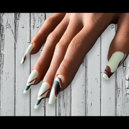 Press On Nails “Crimson Swirls on Snow”