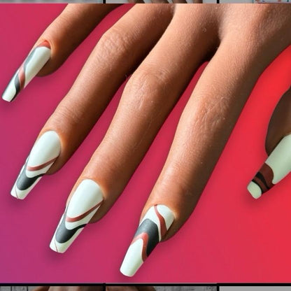 Press On Nails “Crimson Swirls on Snow”