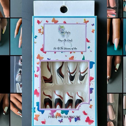 Press On Nails “Crimson Swirls on Snow”