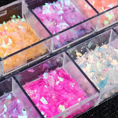 5PK Mermaid Nail Art Flakes, Sequins and Chunky Glitter Mix Set
