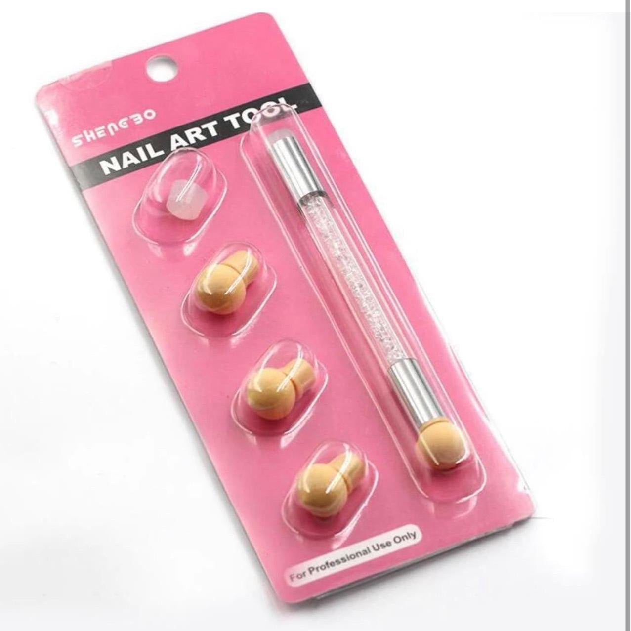 Dual Ended Gradient Stamper Nail and Brush Sponge Head Nail Art Tool - Pack of 4