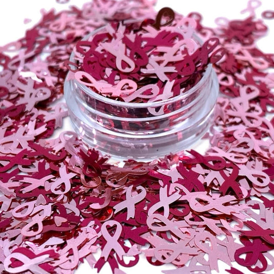 Breast Cancer Awareness Ribbon Shaped Glitter for Tumblers or Nail Art