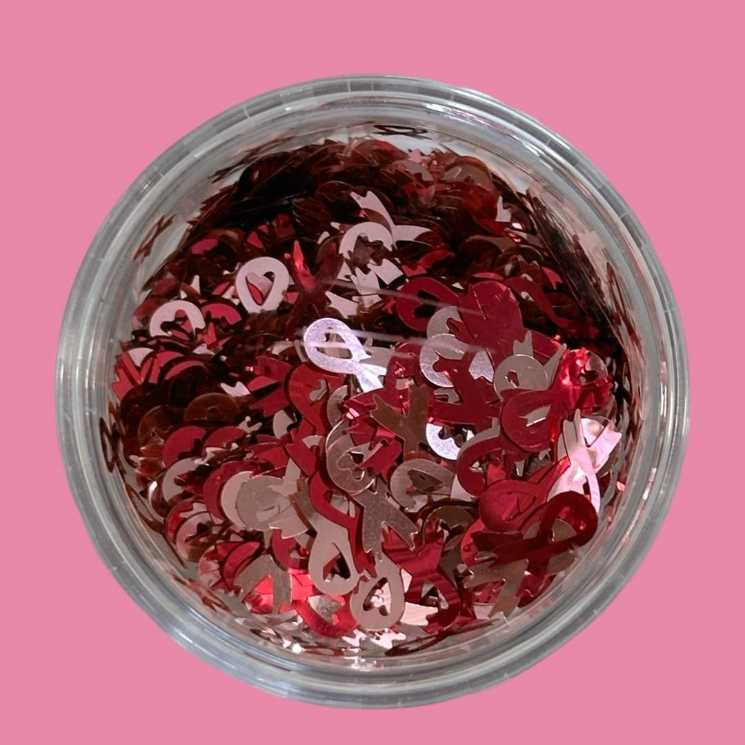 Breast Cancer Awareness Ribbon Shaped Glitter for Tumblers or Nail Art