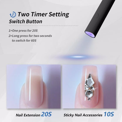 UV For Gel Nails, Mini U V LED Nail Light Handheld, With Bracket, Portable Nail Dryer, Rechargeable USB Wireless, For Fast Drying, Black