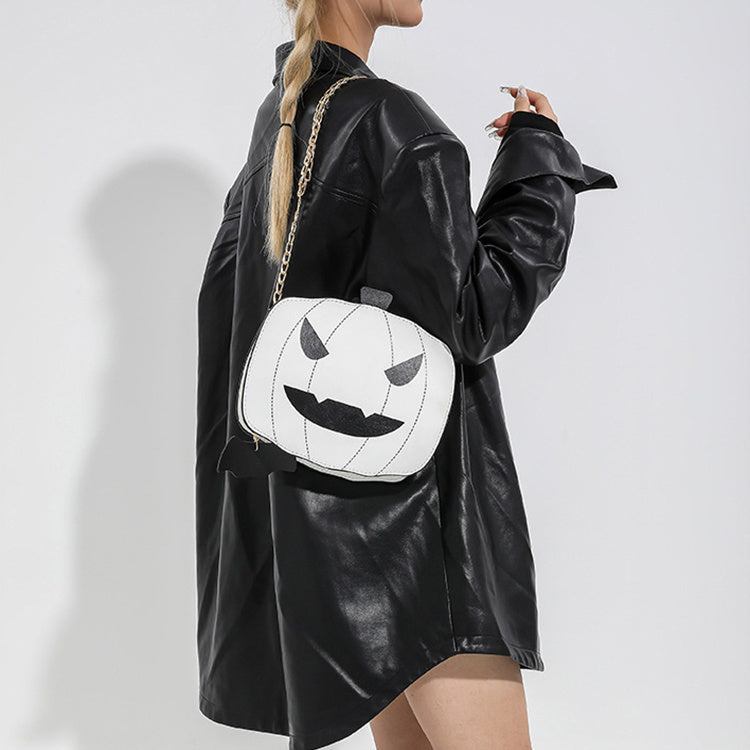 Halloween Cartoon Pumpkin Shoulder Bag For Personality Funny Creative Chain Crossbody Bags Men, Women, Girls