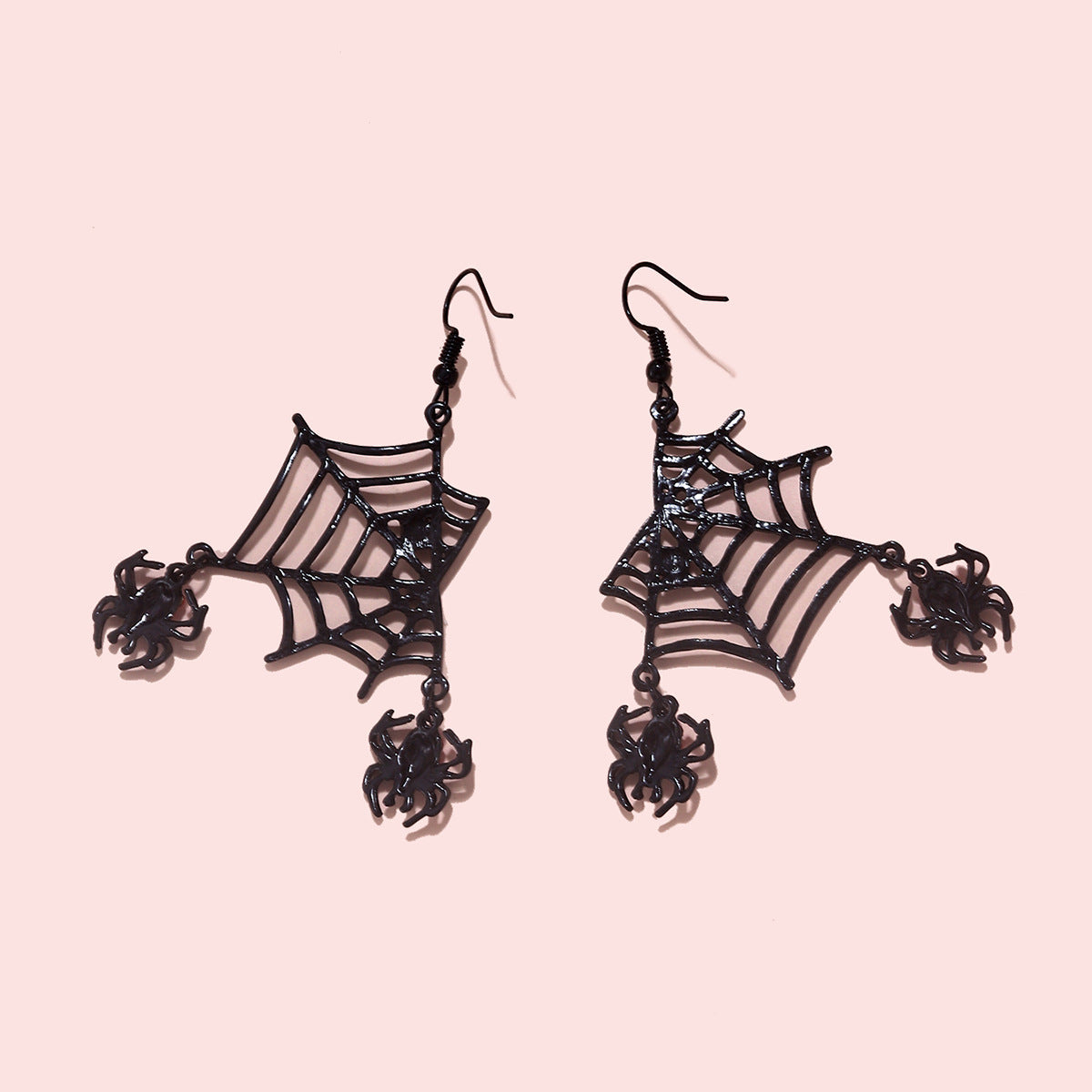 Creative Handmade Spider Web Earrings with Faux Rubies – Dangling Red Rhinestone Spiders, High-End Alloy Jewelry