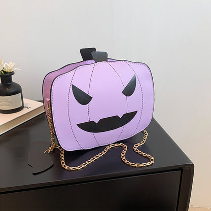 Halloween Cartoon Pumpkin Shoulder Bag For Personality Funny Creative Chain Crossbody Bags Men, Women, Girls